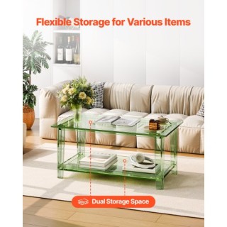 VEVOR Πολυλειτουργικό Ακρυλικό Τραπεζάκι Καφέ με Διπλή Αποθήκευση, ...