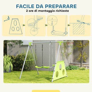 AIYAPLAY Παιχνίδι για Παιδιά 4 σε 1 με 2 Κούνιες Κήπου, Καλάθι και ...