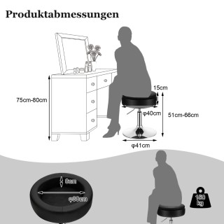 Costway Πολυλειτουργικό Σκαμπό Μακιγιάζ με Ρυθμιζόμενο Ύψος και Απο... Costway Πολυλειτουργικό Σκαμπό Μακιγιάζ με Ρυθμιζόμενο Ύψος και Απο...
