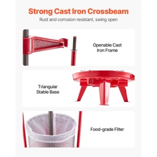 VEVOR Πιεστήριο Καρπών 14L Ανοξείδωτο Ατσάλι για Παρασκευή Κρασιού ...