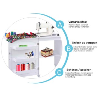 Costway Πτυσσόμενο Τραπέζι Ραπτομηχανής με Αποθηκευτικούς Χώρους σ... Costway Πτυσσόμενο Τραπέζι Ραπτομηχανής με Αποθηκευτικούς Χώρους σ...