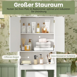 Costway Τουαλέτα Σκαφωτή Λευκή με Πόρτες, Ρυθμιζόμενο Ράφι και Κάτω...