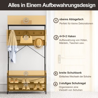 Costway Πολυλειτουργική Κρεμάστρα Ρούχων 4-σε-1 με Διαστάσεις 102 x...