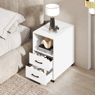 Costway Τροχήλατο Κομοδίνο 65,5 x 40 x 60 cm με Συρτάρια και Ράφια ...