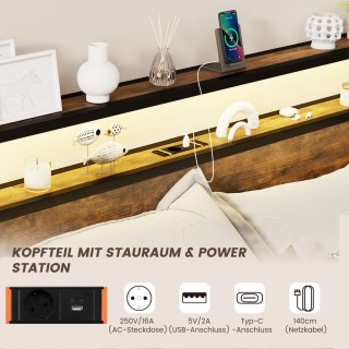 Σκελετός Κρεβατιού LED με Ρυθμιζόμενο Φωτισμό, Ενσωματωμένο Σταθμό ... Σκελετός Κρεβατιού LED με Ρυθμιζόμενο Φωτισμό, Ενσωματωμένο Σταθμό ...