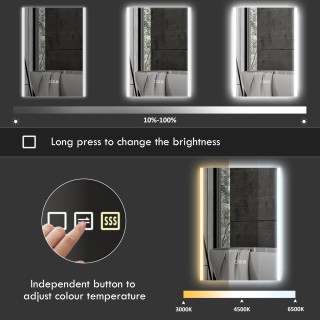 HOMCOM Καθρέφτης Μπάνιου LED 70x50 εκ. 834-848V00SR HOMCOM Καθρέφτης Μπάνιου LED 70x50 εκ. 834-848V00SR