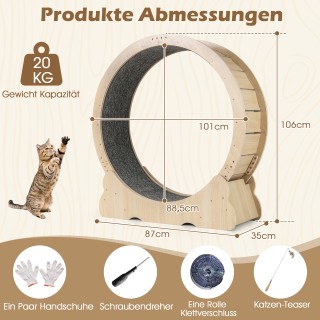Costway Μεγάλος Τροχός Εκπαίδευσης Γατών 101 εκ. με Μηχανισμό Κλειδ...