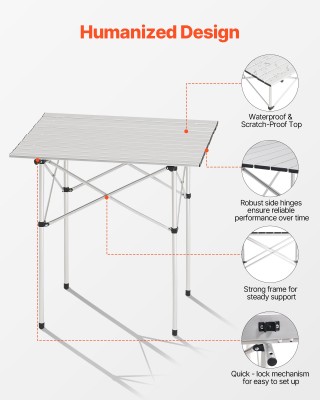 VEVOR Φορητό Πτυσσόμενο Τραπέζι Κάμπινγκ Αλουμινίου με Τσάντα Μεταφ...