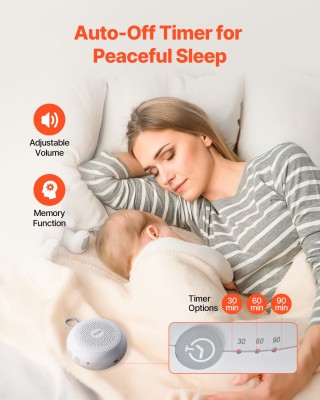VEVOR Συσκευή Λευκού Θορύβου - 20 Χαλαρωτικοί Ήχοι Ύπνου, 8.6 x 8.6...