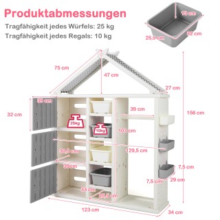 Costway Παιδική Ραφιέρα Σπιτιού με Κρεμάστρα και Ράφια σε Γκρι Χρώμ...