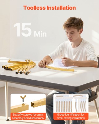 VEVOR Χρυσή Μεταλλική Καμάρα Διακόσμησης, Σταθερή & Εύκολη Συναρμολ...