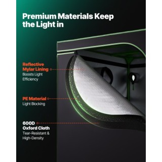 VEVOR Σκηνή Καλλιέργειας 120 x 120 x 200 cm, Υψηλής Αντανάκλασης My...