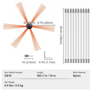 Σετ Καθαρισμού Καμινάδας VEVOR 10 m, με 10 Εύκαμπτες Ράβδους Νάιλον... Σετ Καθαρισμού Καμινάδας VEVOR 10 m, με 10 Εύκαμπτες Ράβδους Νάιλον...