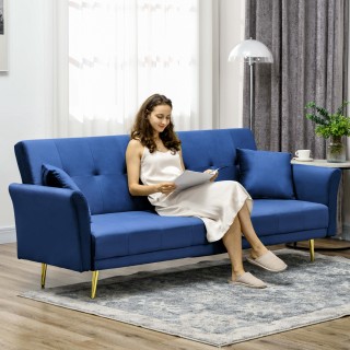 HOMCOM Καναπές Κρεβάτι Clic Clac με Ρυθμιζόμενη Πλάτη και 2 Μαξιλάρ...