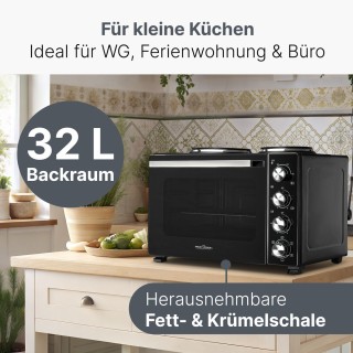 Πολυλειτουργική Κουζίνα με Φούρνο, Περιστρεφόμενη Σούβλα και 2 Εστί...