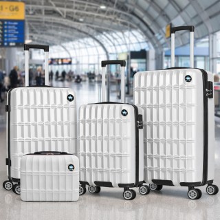 PROVITERA Σετ 3+1 Βαλίτσες και Νεσεσέρ Ταξιδιού Λευκό με Σκληρό και...