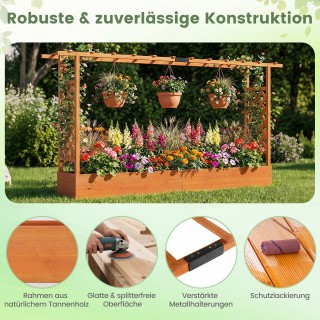 Costway Υπερυψωμένο Παρτέρι Κήπου με Πέργκολα και Στέγαστρο από Ξύλ...