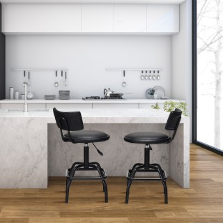 Costway Ρυθμιζόμενο Σκαμπό Μπαρ με Τεχνητό Δέρμα & Επενδυμένη Πλάτη...