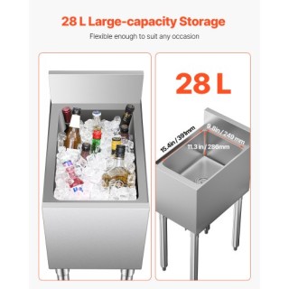 VEVOR Επαγγελματικός Κάδος Πάγου 28L με Συρόμενο Καπάκι και Θήκες Μ...