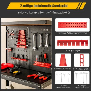 Costway Πάγκος εργασίας για αποθήκευση εργαλείων με διάτρητο πίνακ... Costway Πάγκος εργασίας για αποθήκευση εργαλείων με διάτρητο πίνακ...