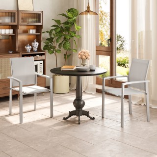 Outsunny Σετ 2 Στοιβαζόμενες Καρέκλες Κήπου με Διαπνέον Κάθισμα, απ...