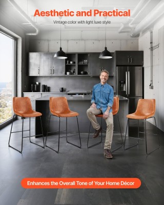 VEVOR Σκαμπό Μπαρ 4 Τεμαχίων, 65 εκ., Καφέ PU Δέρμα, Μεταλλικά Πόδι... VEVOR Σκαμπό Μπαρ 4 Τεμαχίων, 65 εκ., Καφέ PU Δέρμα, Μεταλλικά Πόδι...