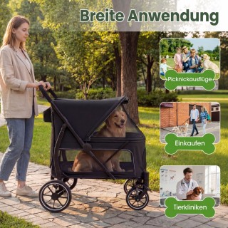 Costway Πτυσσόμενο Καρότσι Σκύλου με Ελαστικά Εκτός Δρόμου και Χαμη...