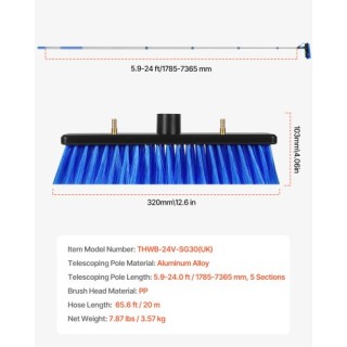 VEVOR Κιτ Καθαρισμού Ηλιακών Πάνελ με Τηλεσκοπικό Κοντάρι 7.3μ TYND...