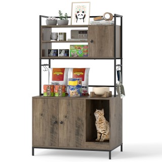 Costway Ονυχοδρόμιο Γκρι 137 x 51 x 78 cm με Ντουλάπα για Αμμολεκάν...