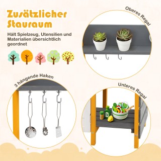 Costway  Υπαίθρια Παιδική Κουζίνα Με Εστία, Αποσπώμενο Νεροχύτη & Β...