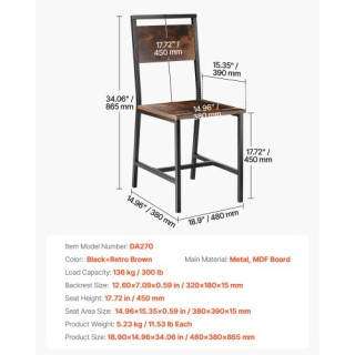 VEVOR Σετ 2 Ξύλινων Μεταλλικών Καρεκλών σε Ρουστίκ Στυλ JSCYXCFGPYX... VEVOR Σετ 2 Ξύλινων Μεταλλικών Καρεκλών σε Ρουστίκ Στυλ JSCYXCFGPYX...