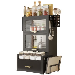 BAKAJI Μεταλλική Ραφιέρα με Διπλή Βιτρίνα και Μαύρο Συρτάρι 02842265