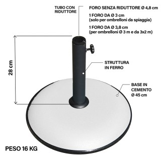 Galileo Βάση για ομπρέλα από σίδερο και τσιμέντο 16 κιλά λευκό Est ...