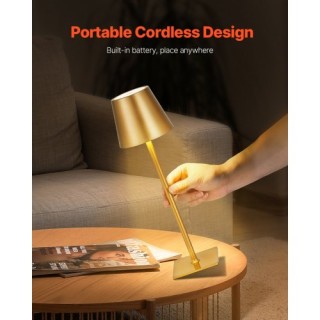 VEVOR Σετ 2 Χρυσά Ασύρματα Επιτραπέζια Φωτιστικά με Επαναφορτιζόμεν...