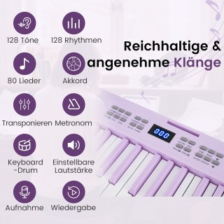 Costway Αναδιπλούμενο ηλεκτρονικό πληκτρολόγιο 61 πλήκτρων με λειτο...