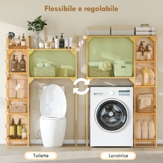 HOMCOM Ντουλάπα Πάνω από το Πλυντήριο με 7 Ράφια και Ρυθμιζόμενο Χώ...