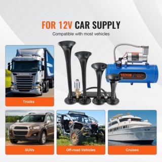 Σετ Κόρνας Τρένου VEVOR, 4 Σάλπιγγες, 150dB, 12V Συμπιεστής 120 psi... Σετ Κόρνας Τρένου VEVOR, 4 Σάλπιγγες, 150dB, 12V Συμπιεστής 120 psi...