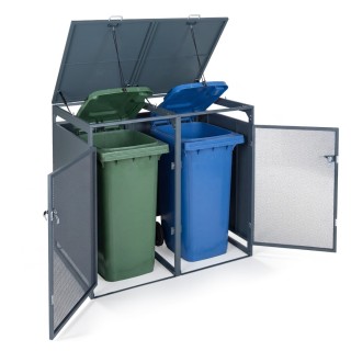 Costway Μεταλλικό Ντουλάπι Κάδων Απορριμμάτων 240L για 2 Κάδους, Κλ...