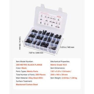 VEVOR Σετ 280 Τεμαχίων Κοχλιών και Παξιμαδιών M6 M8 M10 από Κράμα Χ... VEVOR Σετ 280 Τεμαχίων Κοχλιών και Παξιμαδιών M6 M8 M10 από Κράμα Χ...