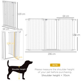 PawHut Πτυσσόμενος Φράχτης Σκύλων 3 Πάνελ με Διπλό Κλείδωμα, Ατσάλι...