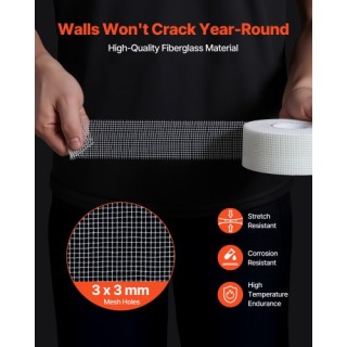 VEVOR 36 Ρολά Αυτοκόλλητης Γυάλινου Δικτυωτού Ταινίας για Γυψοσανίδ...