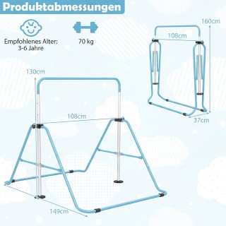 Costway Παιδική Γυμναστική Μπάρα 90-130 cm Ρυθμιζόμενη Ύψος Αναδιπλ...