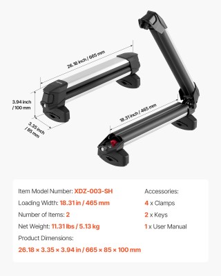 VEVOR Σχάρα Οροφής για Σκι & Snowboard - Μεταφέρει έως 4 Ζεύγη Σκι ...