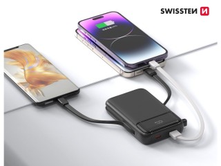 SWISSTEN Φορητός Φορτιστής 10000 mAh PD 20W με ενσωματωμένα καλώδια...