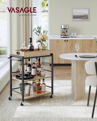 VASAGLE Καρότσι Κουζίνας με Αφαιρούμενο Δίσκο, 3 Επίπεδων, με Ρόδες... VASAGLE Καρότσι Κουζίνας με Αφαιρούμενο Δίσκο, 3 Επίπεδων, με Ρόδες...