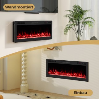 Costway 50 Ηλεκτρικό Τζάκι με Θέρμανση 750W/1500W Εντοιχισμένο Τζάκ...