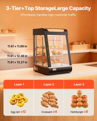 VEVOR Επαγγελματική Θερμαινόμενη Βιτρίνα 3 Επιπέδων, 800W με LED Φω... VEVOR Επαγγελματική Θερμαινόμενη Βιτρίνα 3 Επιπέδων, 800W με LED Φω...