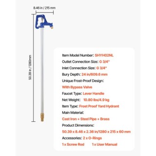 VEVOR Αντιπαγετικός Υδραγωγός Εξωτερικού Χώρου, Ύψος 1280mm, Βάθος ... VEVOR Αντιπαγετικός Υδραγωγός Εξωτερικού Χώρου, Ύψος 1280mm, Βάθος ...