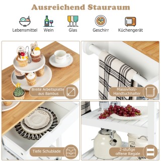 Costway Κουζινικός Τροχήλατος Πάγκος με Μπαμπού Επιφάνεια και Αποθη... Costway Κουζινικός Τροχήλατος Πάγκος με Μπαμπού Επιφάνεια και Αποθη...