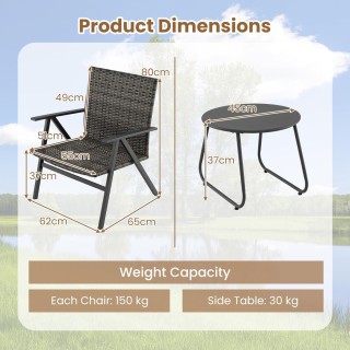 Costway  3-κομμάτι  Μεταλλικό Τραπέζι & 2 Καρέκλες Εξωτερικού Χώρου...